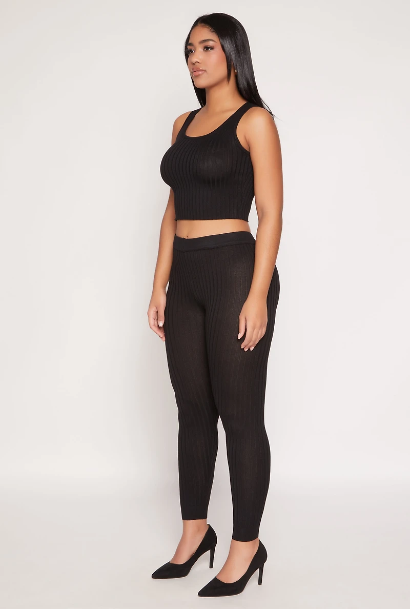 Womens Daisy Ribbed Knit Cropped Tank Top,