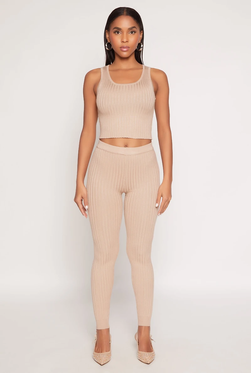 Daisy Ribbed Knit Cropped Tank Top