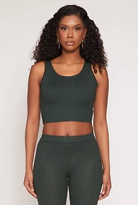 Daisy Ribbed Knit Cropped Tank Top