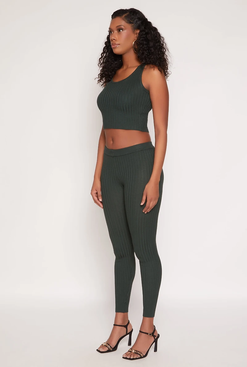 Daisy Ribbed Knit Cropped Tank Top