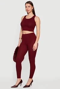 Daisy Ribbed Knit Cropped Tank Top
