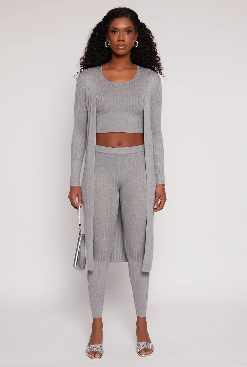 Daisy Ribbed Knit Open Front Duster