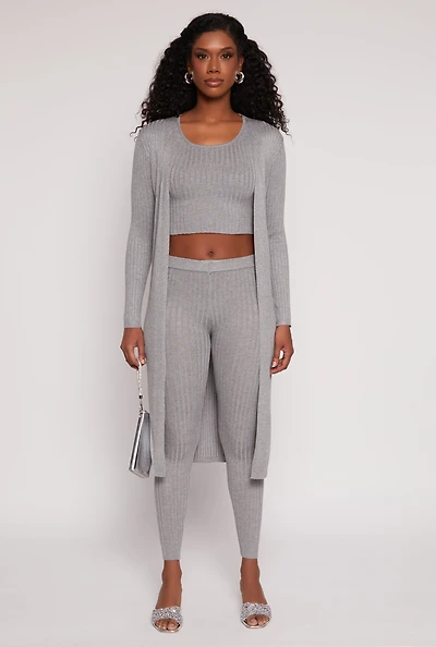 Daisy Ribbed Knit Open Front Duster