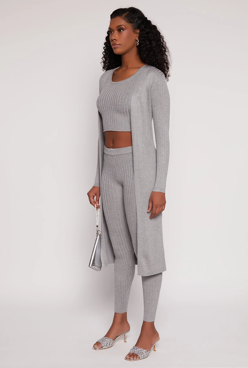 Daisy Ribbed Knit Open Front Duster