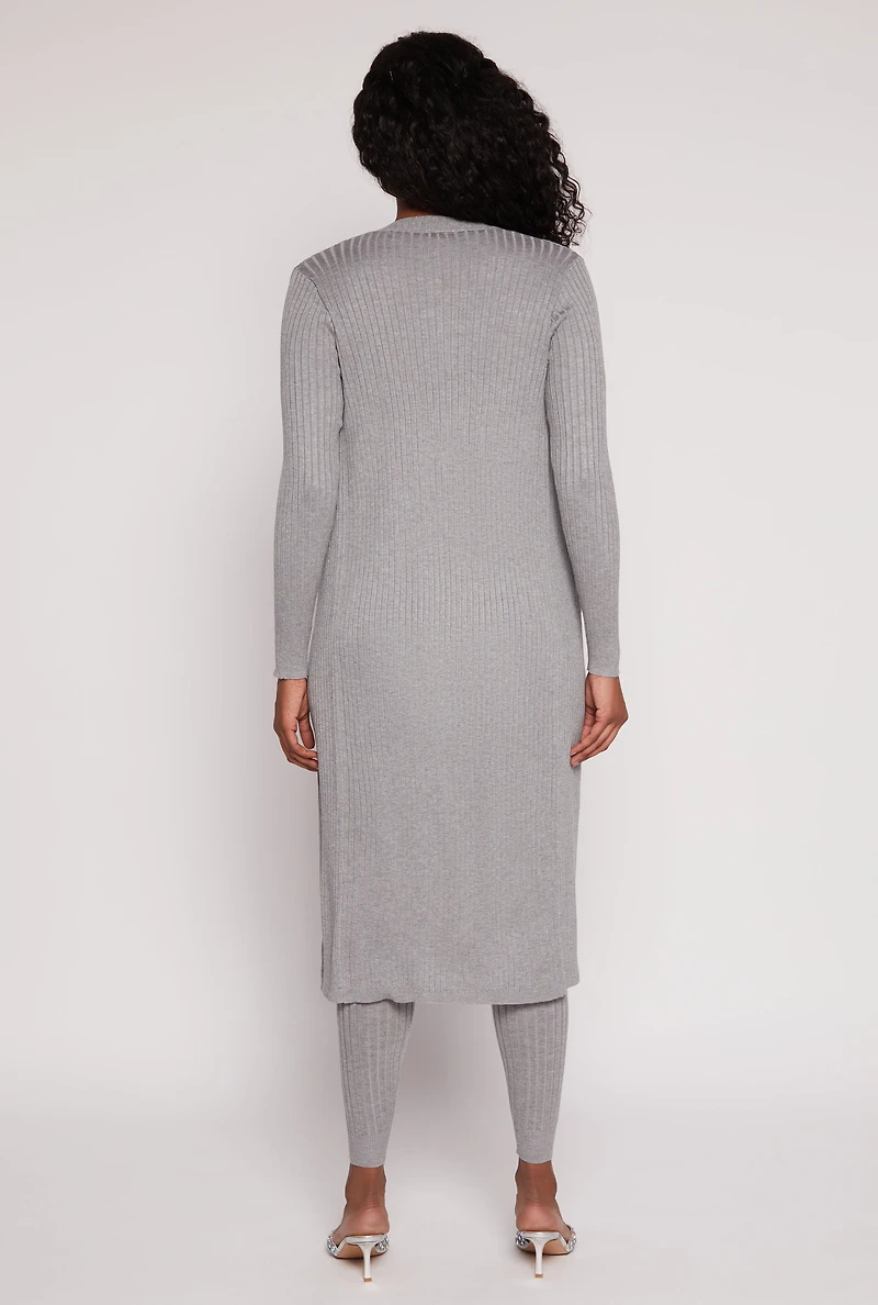 Daisy Ribbed Knit Open Front Duster