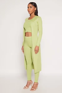 Womens Daisy Ribbed Knit Open Front Duster,