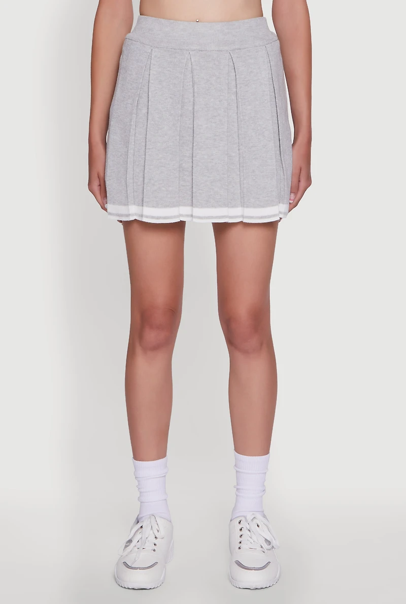 Daisy Varsity Stripe High Waisted Pleated Skirt