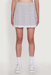 Daisy Varsity Stripe High Waisted Pleated Skirt