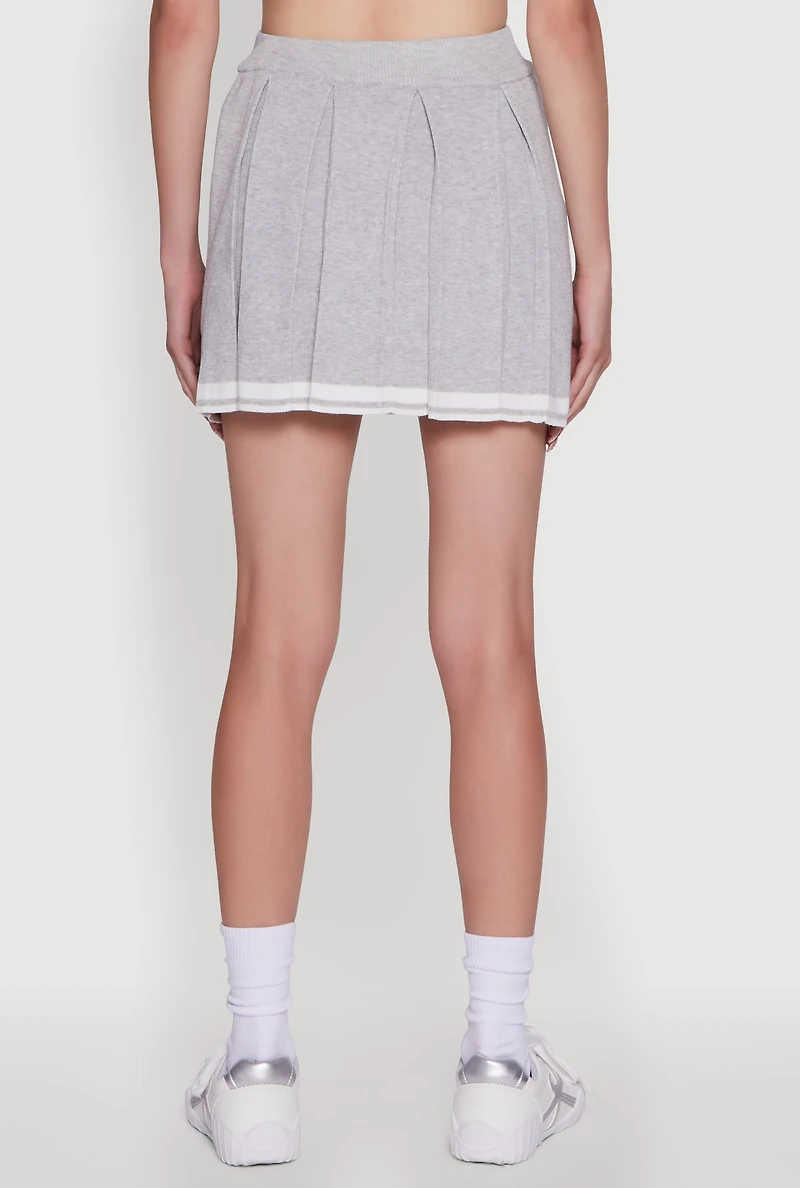 Daisy Varsity Stripe High Waisted Pleated Skirt