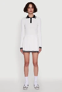 Daisy Varsity Stripe High Waisted Pleated Skirt