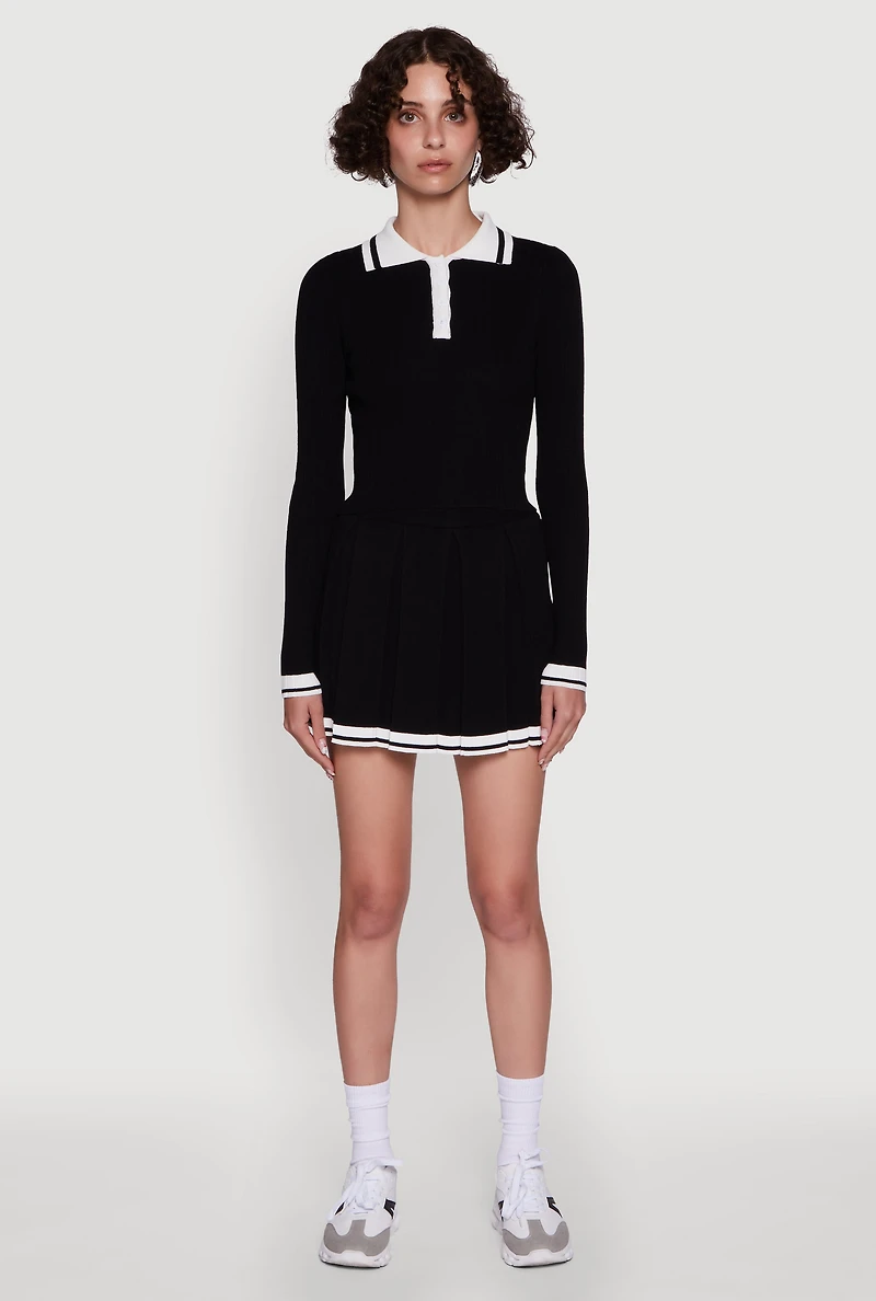 Daisy Varsity Stripe High Waisted Pleated Skirt