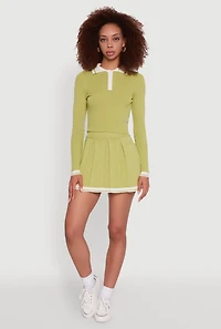 Daisy Varsity Stripe High Waisted Pleated Skirt