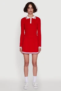Daisy Varsity Stripe High Waisted Pleated Skirt