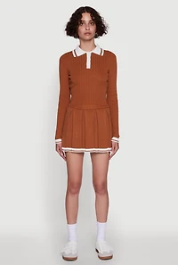 Daisy Varsity Stripe High Waisted Pleated Skirt