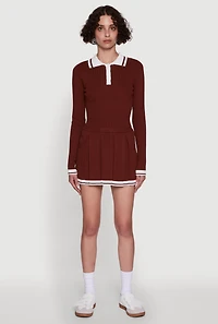 Daisy Varsity Stripe High Waisted Pleated Skirt