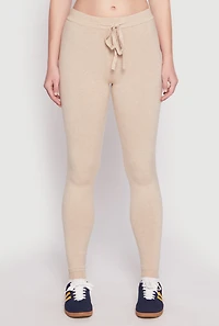 Womens Daisy Brushed Knit High Waist Joggers, Khaki, Size M