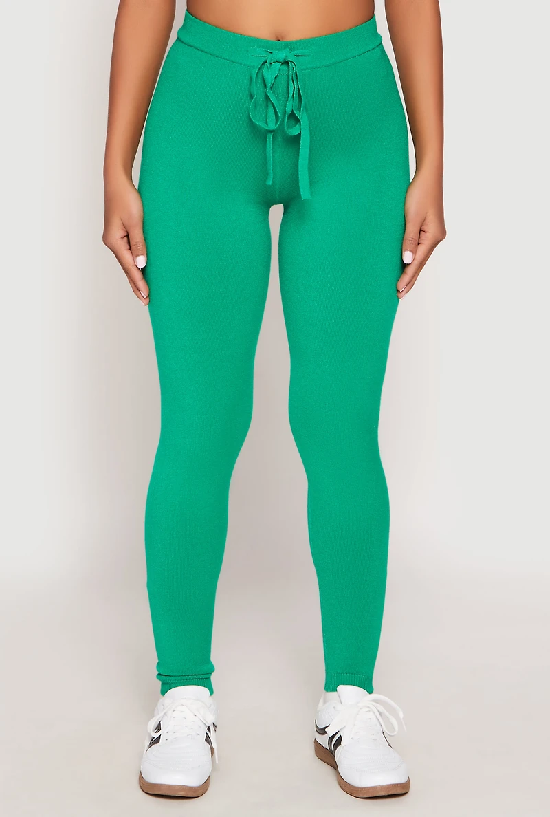 Womens Daisy Brushed Knit High Waist Joggers, Green, Size XL