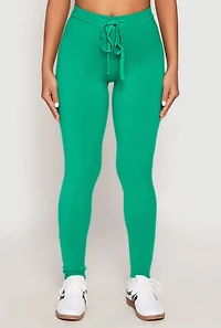 Womens Daisy Brushed Knit High Waist Joggers, Green, Size XL