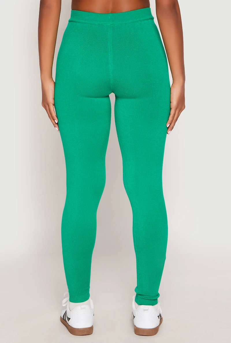 Womens Daisy Brushed Knit High Waist Joggers, Green, Size XL