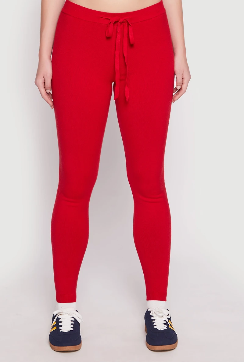 Womens Daisy Brushed Knit High Waist Joggers, Red, Size S