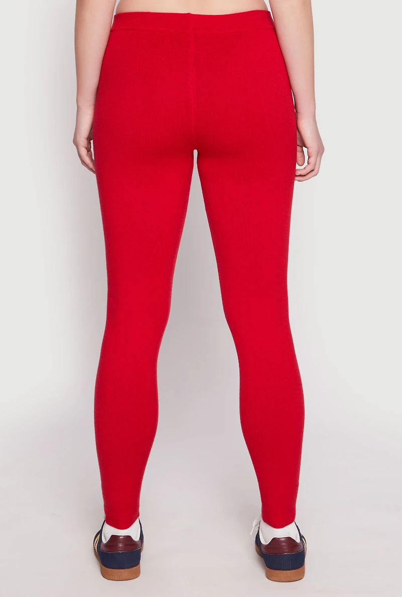 Womens Daisy Brushed Knit High Waist Joggers, Red, Size S
