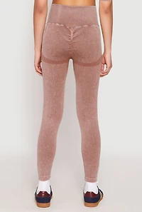 Womens Daisy Seamless Acid Wash High Waist Leggings,