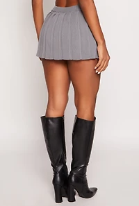 Womens Daisy Knit Pleated Skirt, Grey, Size L