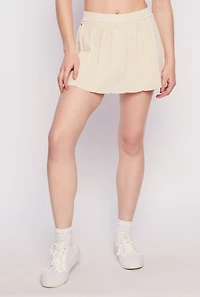 Womens Daisy Knit Pleated Skirt, Khaki, Size M