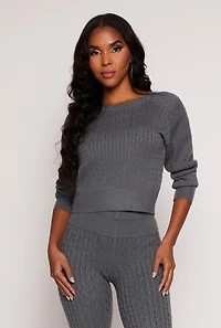 Daisy Cable Knit Cropped Sweater