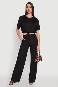 Daisy High Waisted Straight Leg Brushed Knit Pants
