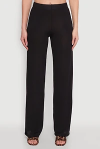 Womens Daisy High Waisted Wide Leg Brushed Knit Pants,