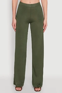 Womens Daisy High Waisted Wide Leg Brushed Knit Pants,