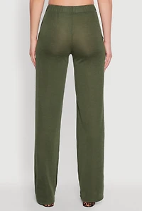 Womens Daisy High Waisted Wide Leg Brushed Knit Pants,