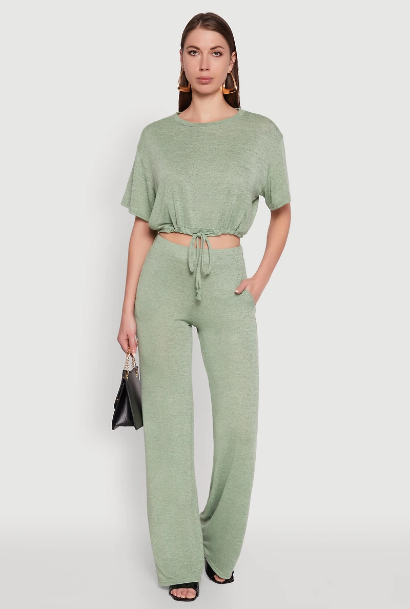 Daisy High Waisted Straight Leg Brushed Knit Pants
