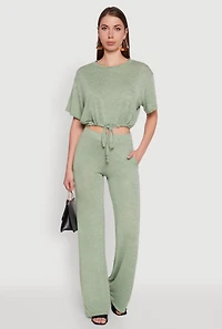 Daisy High Waisted Straight Leg Brushed Knit Pants