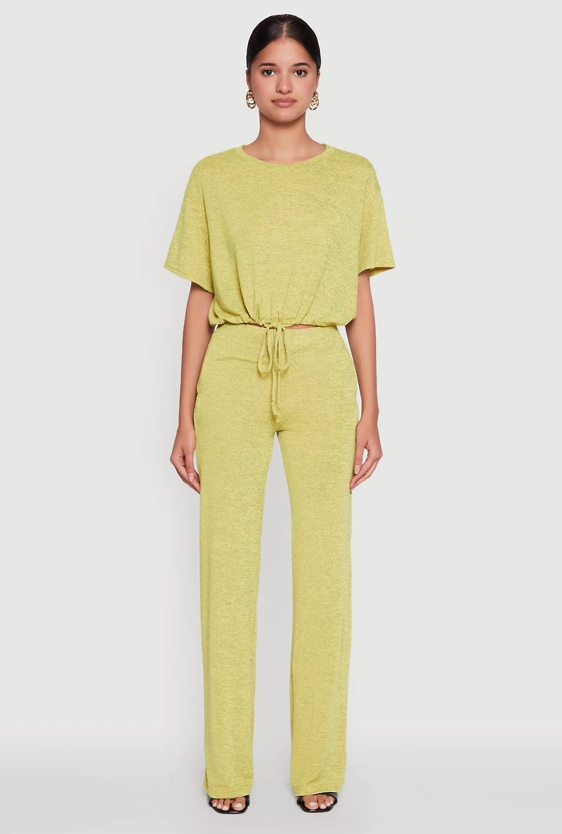 Daisy High Waisted Straight Leg Brushed Knit Pants