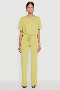 Daisy High Waisted Straight Leg Brushed Knit Pants