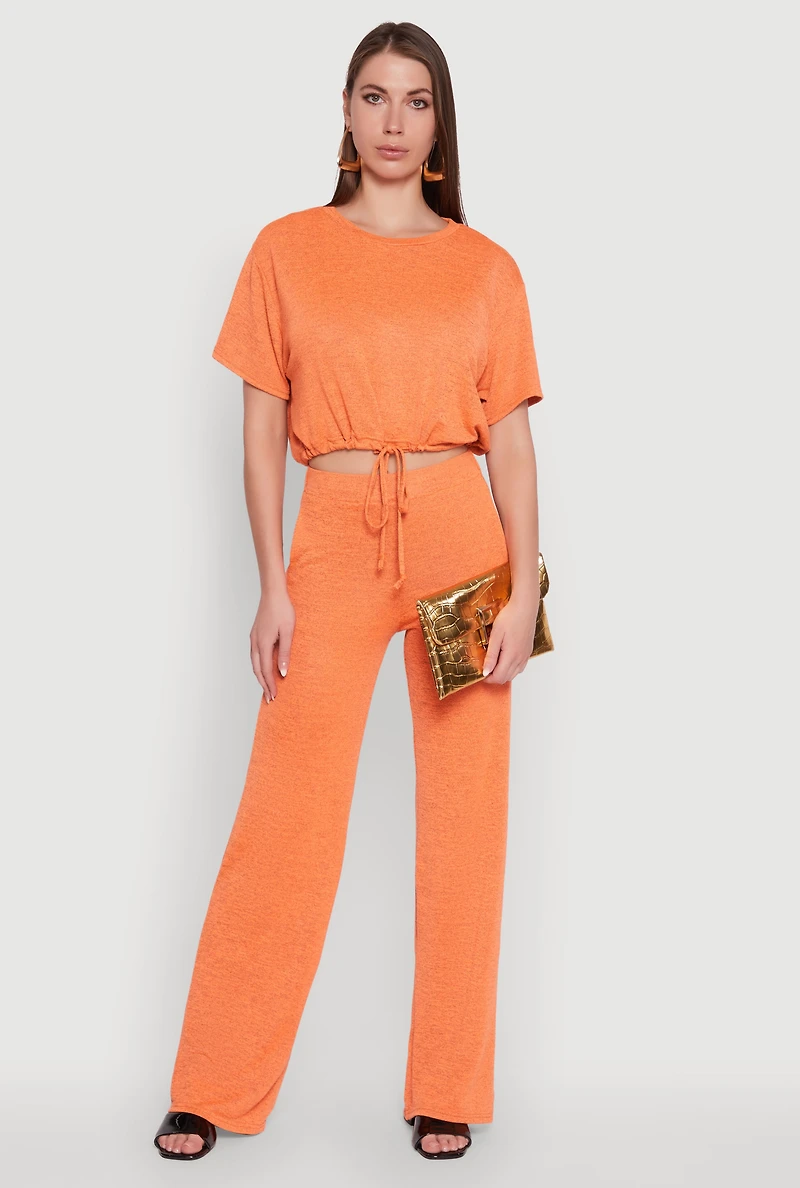 Daisy High Waisted Straight Leg Brushed Knit Pants