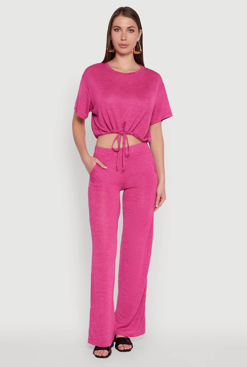 Daisy High Waisted Straight Leg Brushed Knit Pants