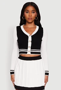 Color Blocked Cropped Cardigan