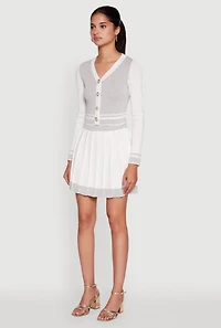 Womens Color Blocked Cropped Cardigan, Multi,