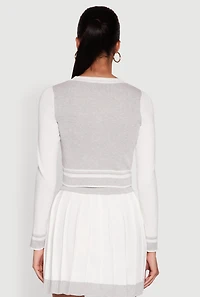Womens Color Blocked Cropped Cardigan, Multi,