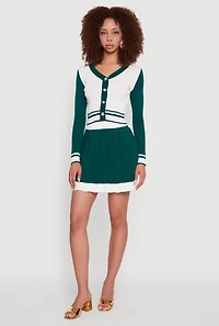 Womens Color Blocked Cropped Cardigan, Multi,