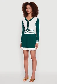 Womens Color Blocked Cropped Cardigan, Multi,