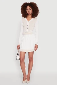 Womens Color Blocked Crop Cardigan, Multi,