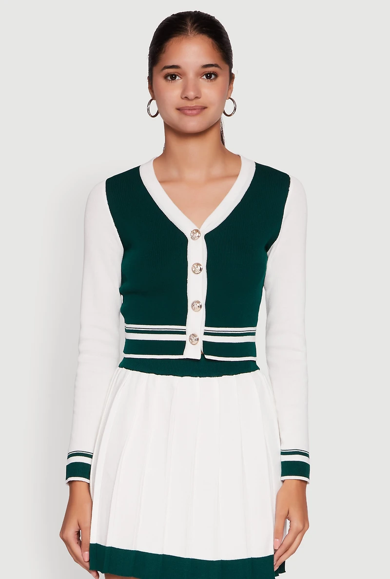 Color Blocked Cropped Cardigan