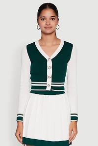 Color Blocked Cropped Cardigan