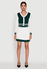 Womens Color Blocked Crop Cardigan, Multi,