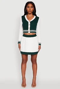 Womens Color Blocked Crop Cardigan, Multi,