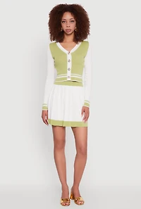 Womens Color Blocked Cropped Cardigan, Multi,